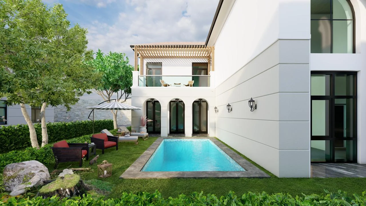 Bakı Villa Layihəsi Hovuz və Həyət